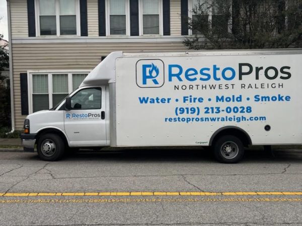 RestoPros of Raleigh's service van providing water damage restoration Raleigh NC